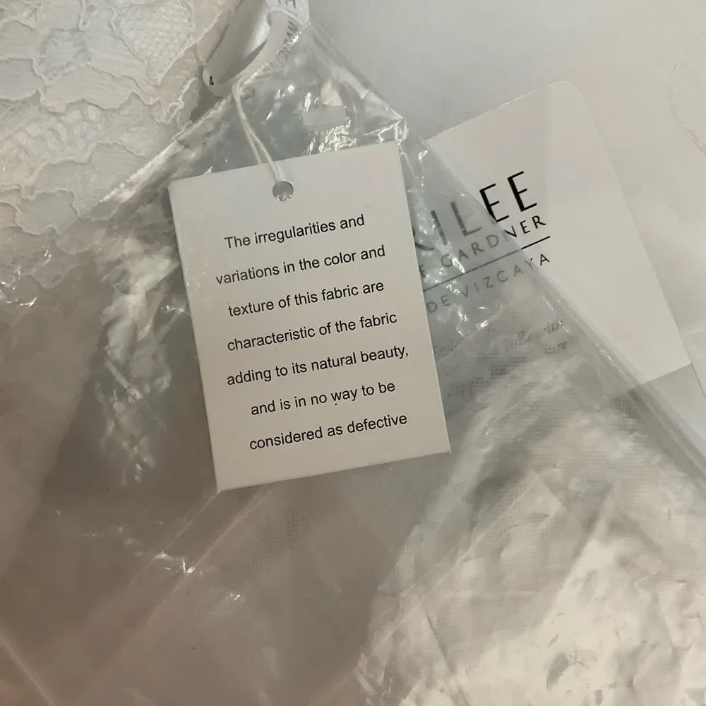 NEW MORILEE 9456 DAMAS DE VIZCAYA white 2 pieces set tulle lace mini dress 6